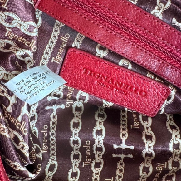 Tignanello Red Pebbled Leather Bag with adjustable strap , GUC - Picture 5 of 9